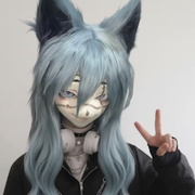 Handmade Kemono Fursuit Head – Blue Grey & Black Furry Mask – Dark Style