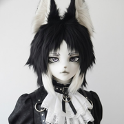 Wolf-Inspired Kemono Fursuit Head – Handmade Furry Mask – Black and White Furry