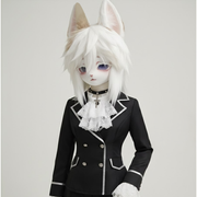 Tête de costume en fourrure blanche glacée | Masque en fourrure fait main | Style kawaii et kemono | Fourrure synthétique légère de haute qualité