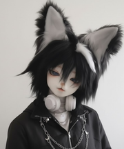 Kemono Style Fursuit Head – Black White Furry Mask – Handmade