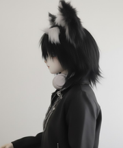 Kemono Style Fursuit Head – Black White Furry Mask – Handmade