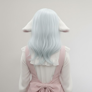 Handmade Kawaii Kemono Fursuit Head – White & Pastel Blue Bunny Furry Mask